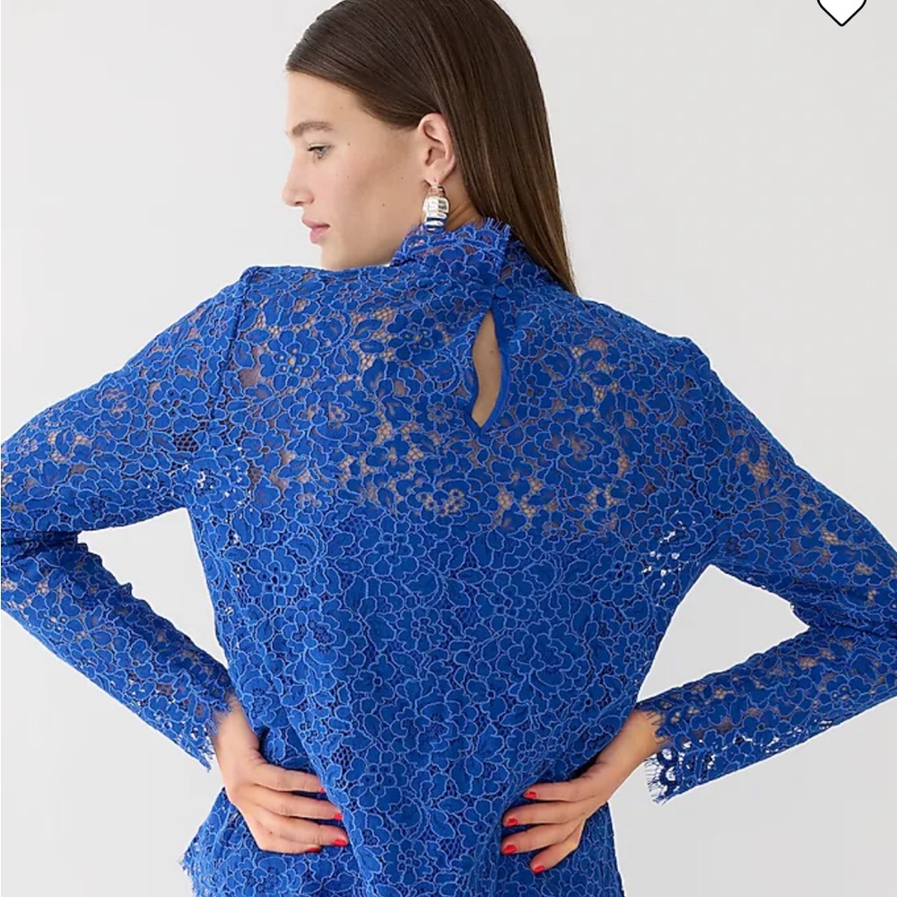 NWOT J. Crew Scalloped lace mockneck top - Picture 3 of 11
